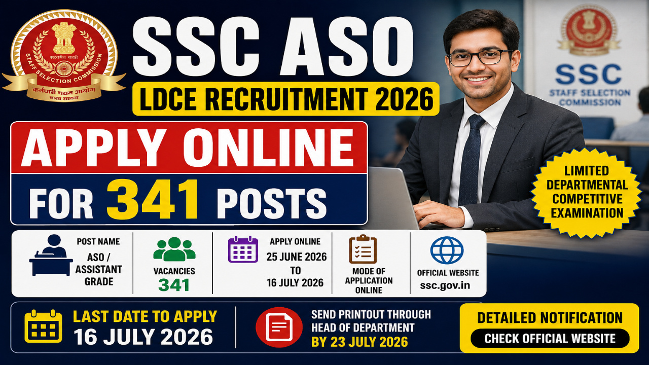 SSC ASO LDCE Recruitment 2026: Apply Online for 341 Posts
