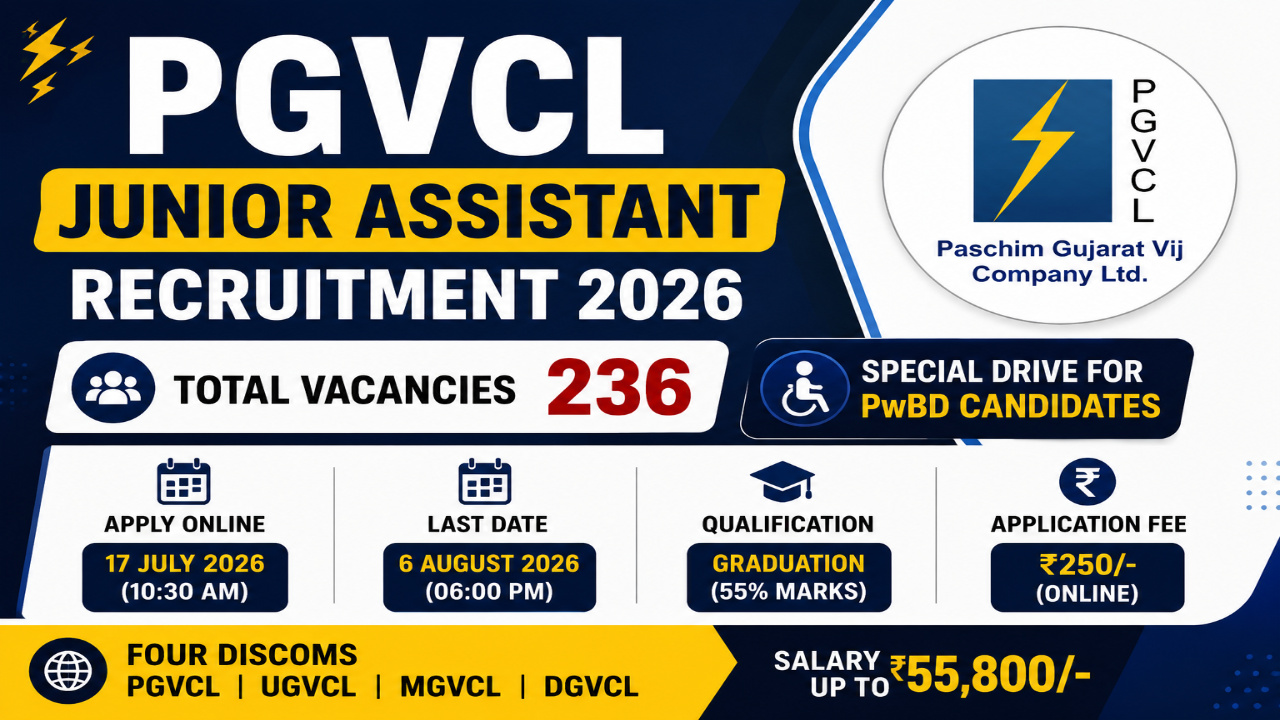 PGVCL Junior Assistant Recruitment 2026