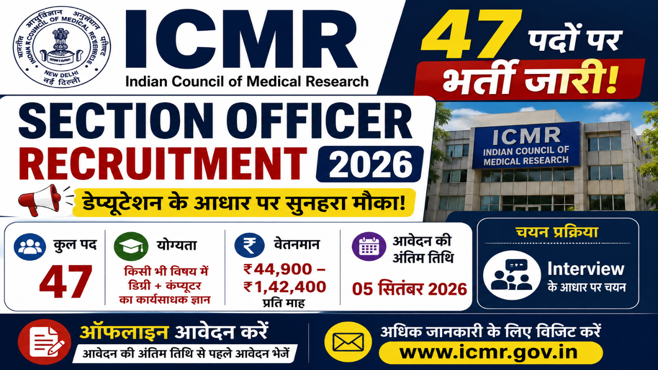 ICMR Section Officer Recruitment 2026