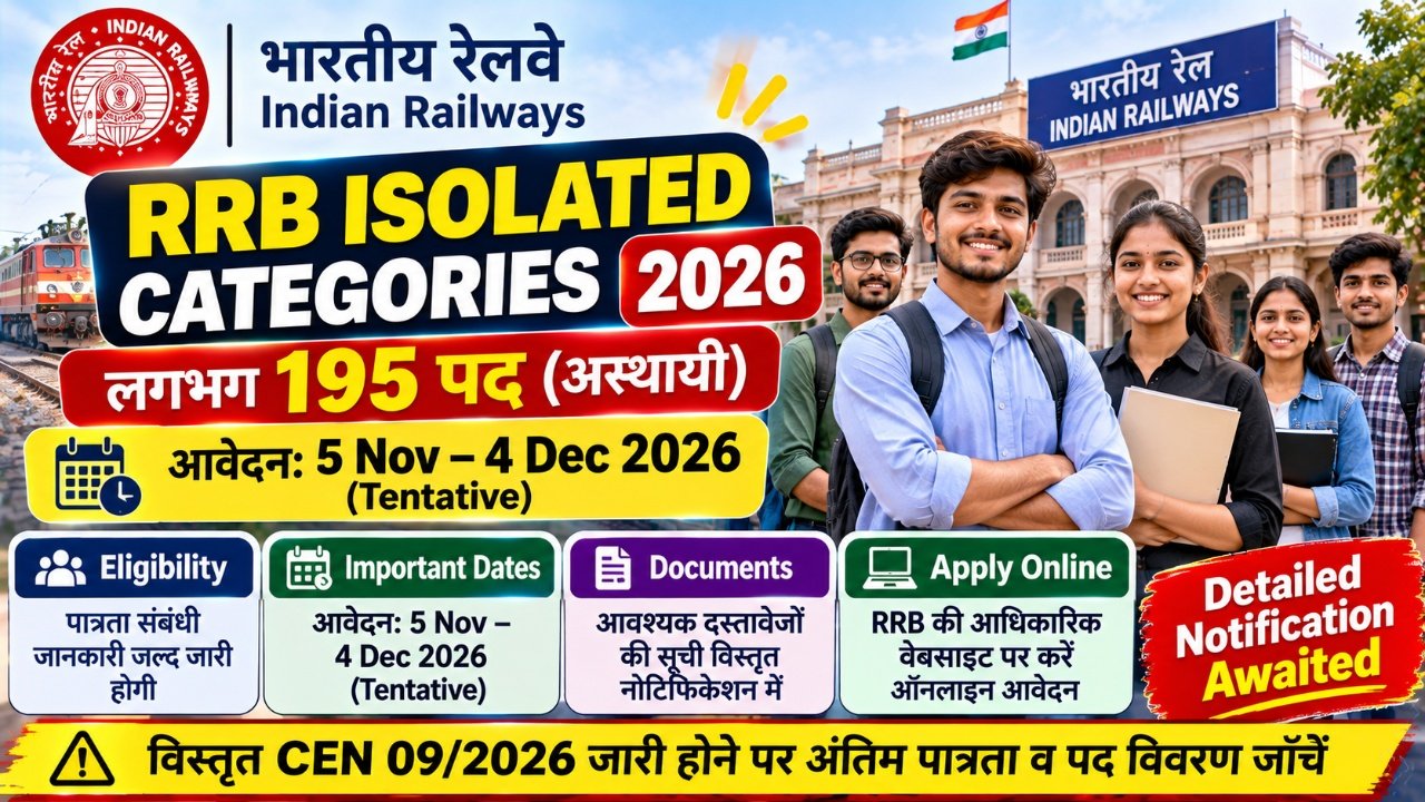 RRB Isolated Categories Recruitment 2026